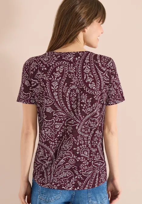 T-Shirt mit Rundhals und Minimal Print sweet grape red
