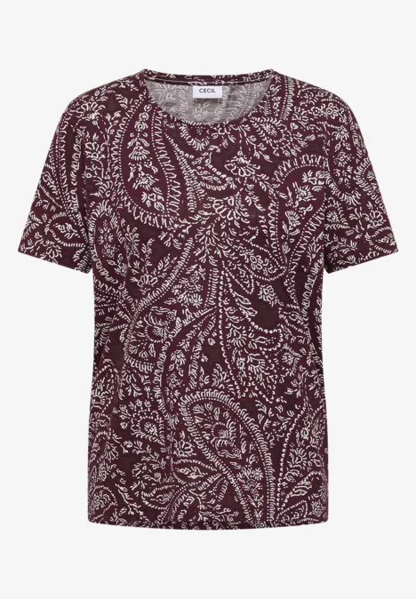 T-Shirt mit Rundhals und Minimal Print sweet grape red