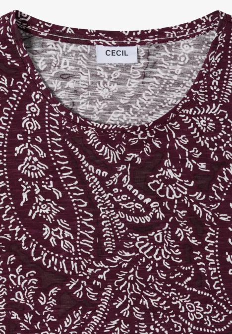 T-Shirt mit Rundhals und Minimal Print sweet grape red