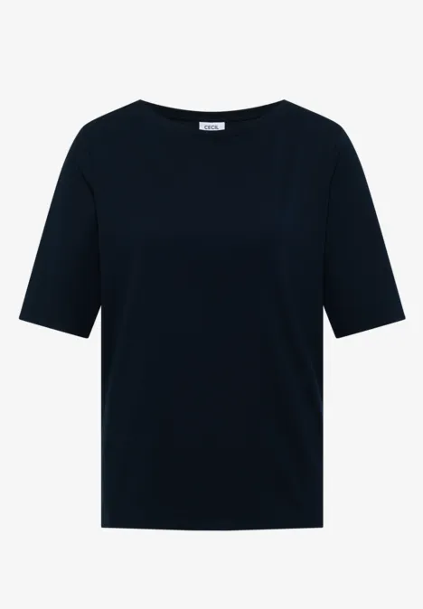 Basic Shirt met boothals universal blue Donkerblauw T-shirt met halflange mouwen en ronde hals.