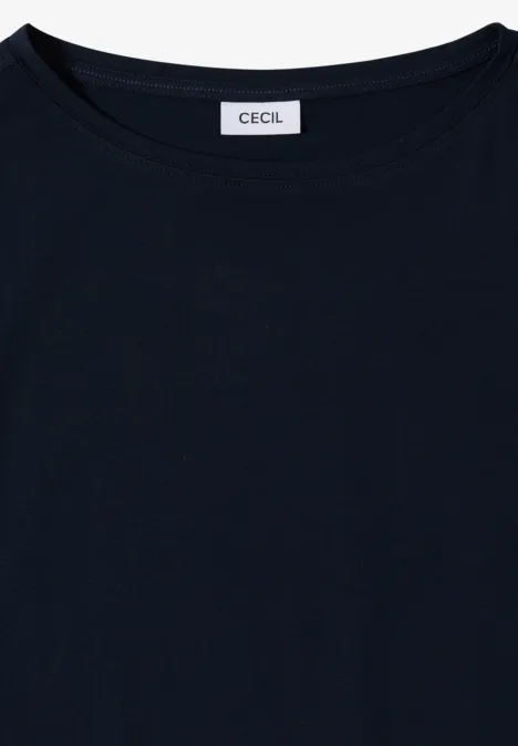Basic Shirt met boothals universal blue Donkerblauw T-shirt met ronde hals en een „Cecil“-label in de kraag.
