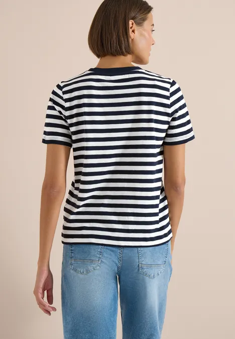 Shirt met ronde hals en strepen universal blue Shirt met ronde hals en strepen universal blue