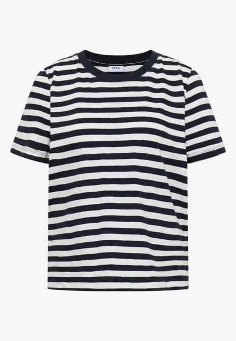 Shirt met ronde hals en strepen universal blue Shirt met ronde hals en strepen universal blue