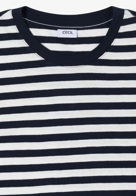 Shirt met ronde hals en strepen universal blue Shirt met ronde hals en strepen universal blue