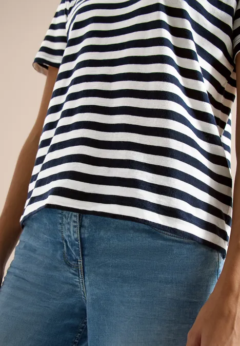 Shirt met ronde hals en strepen universal blue Shirt met ronde hals en strepen universal blue