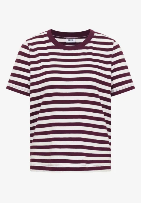 Shirt met ronde hals en strepen sweet grape red Shirt met ronde hals en strepen sweet grape red