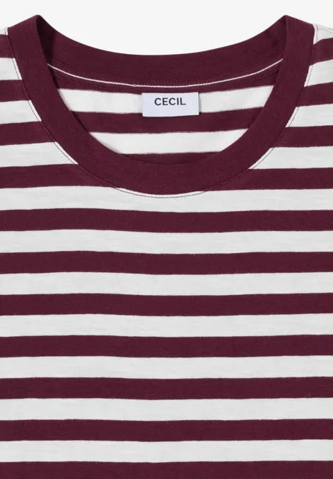 Shirt met ronde hals en strepen sweet grape red Shirt met ronde hals en strepen sweet grape red
