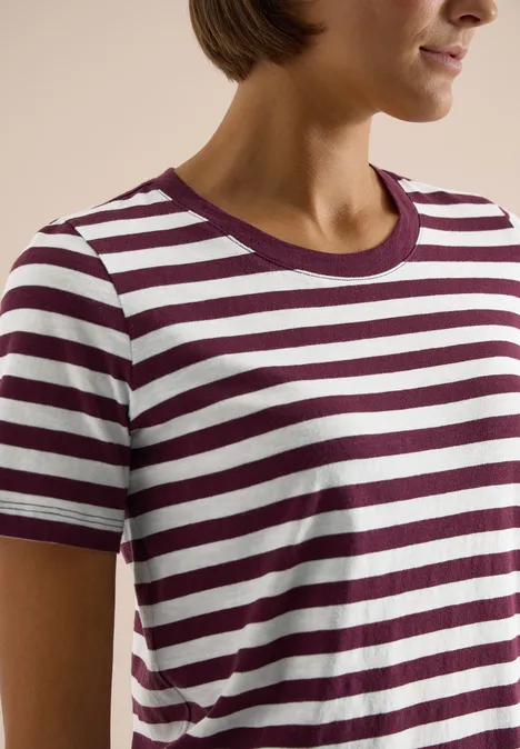 Shirt met ronde hals en strepen sweet grape red Shirt met ronde hals en strepen sweet grape red