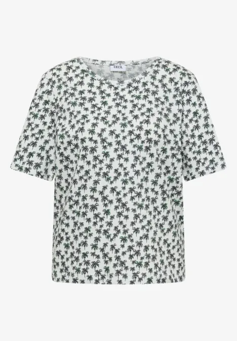 Witte T-shirt met groen sterrenpatroon