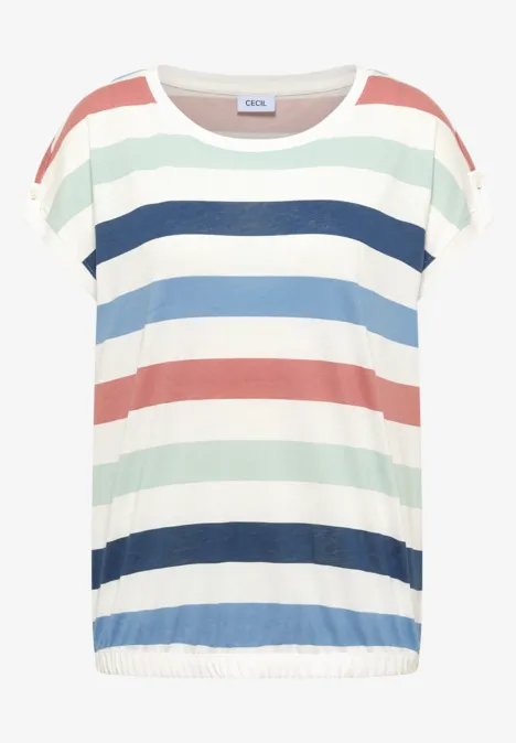 Schlichtes T-Shirt mit bunten Querstreifen und lockerer Form