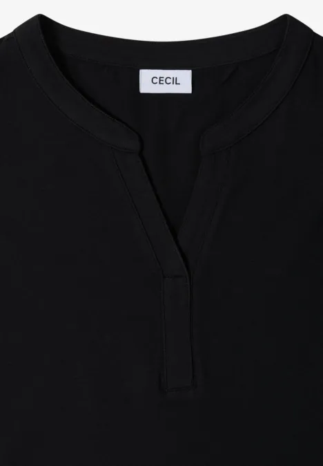 Zwart shirt met V-hals en klein beleg, CECIL-label in de nek