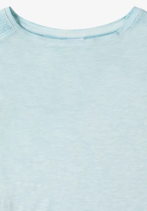 T-Shirt aus Jersey im Garment Dye Look crystal mint Hellblaues schlichtes T-Shirt mit Rundhalsausschnitt