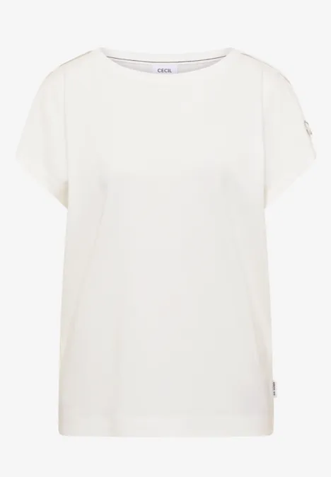 Effen wit T-shirt met korte mouwen en ronde hals.