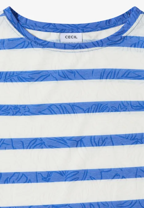 Shirt met burn-out look surf blue wit T-shirt met blauwe strepen