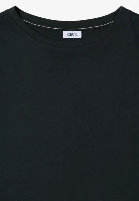 Schlichtes schwarzes T-Shirt mit Rundhalsausschnitt und Label am Nacken