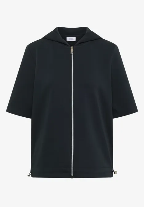Kapuzenjacke mit seitlichen Tunnelzügen palm breeze green Schwarze Kurzarm-Kapuzenjacke mit durchgehendem Reißverschluss und geradem Schnitt.
