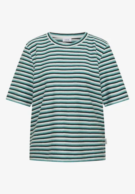 T-Shirt mit Struktur und Streifen palm breeze green Kurzärmliges T-Shirt mit Rundhalsausschnitt und grünen, weißen und schwarzen Streifen.