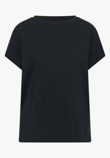 T-Shirt mit Raffung in Unifarbe palm breeze green Ein schlichtes, schwarzes T-Shirt mit kurzen Ärmeln und geradem Schnitt.