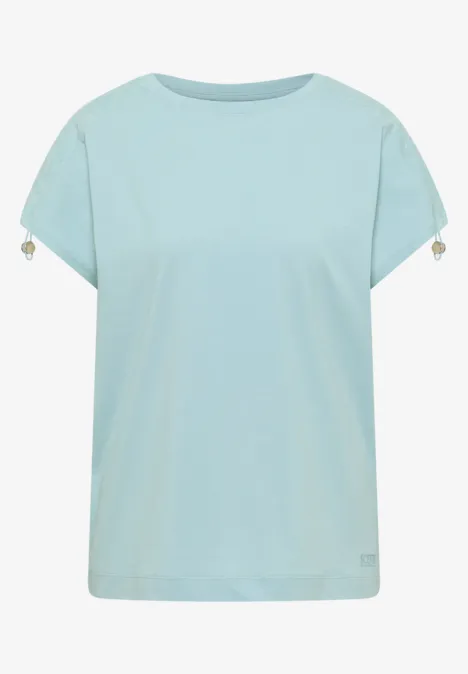 T-Shirt mit Raffung in Unifarbe crystal mint Hellblaues Kurzarmshirt mit Perlenbesatz an den Ärmeln.