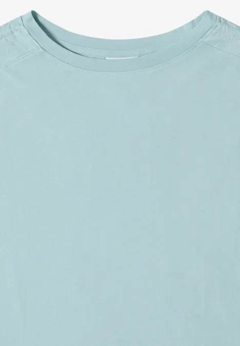 T-Shirt mit Raffung in Unifarbe crystal mint Ein schlichtes, hellgrünes T-Shirt mit rundem Halsausschnitt.