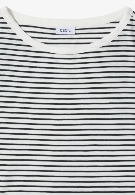 T-Shirt mit Boat Neck und Streifen palm breeze green Weißes Langarmshirt mit schwarzen horizontalen Streifen