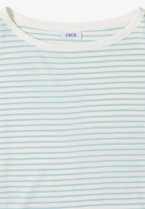 T-Shirt mit Boat Neck und Streifen crystal mint Weißes ärmelloses Top mit feinen türkisfarbenen Streifen und Rundhalsausschnitt.