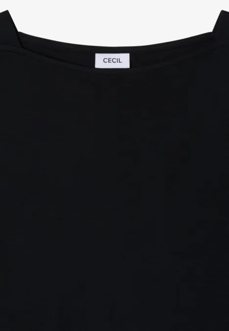 Prosty czarny top z kwadratowym dekoltem i metką CECIL.