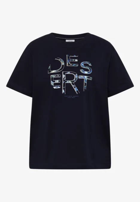 T-Shirt mit Rundhals und Frontprint urban dark blue Schwarzes T-Shirt mit buntem, stilisiertem "DESERT"-Schriftzug.