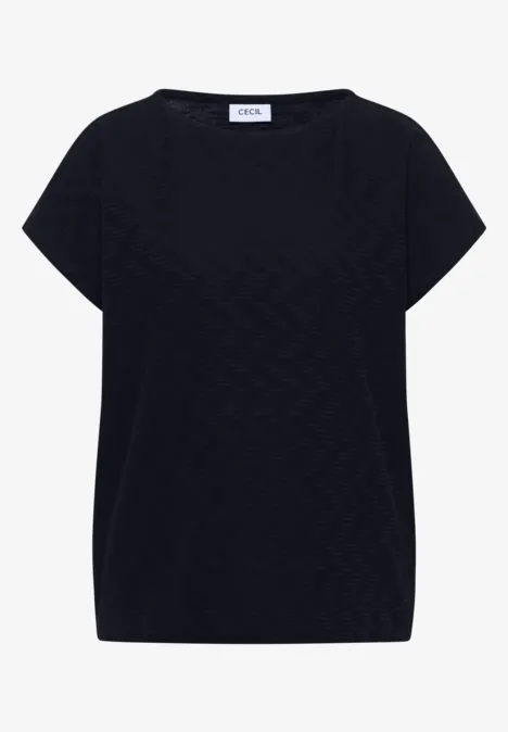 T-shirt noir à manches courtes, col rond, design uni et épuré.