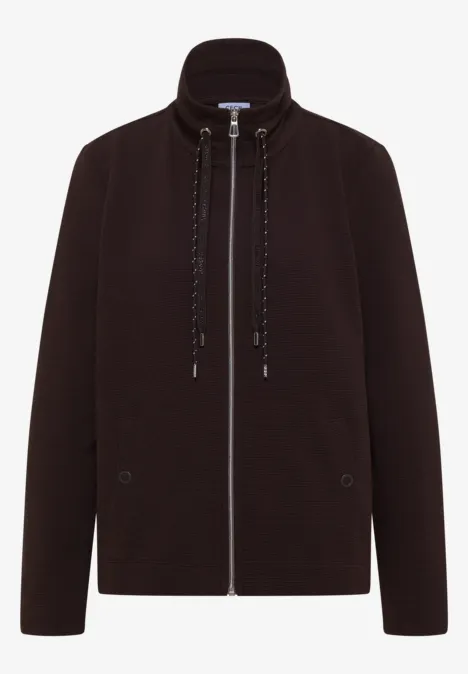 Langarm Jacke mit Ottoman Struktur truffle brown Dunkelbraune, minimalistische Zip-Jacke mit Stehkragen, Kordelzug und seitlichen Taschen.