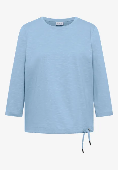 3/4-Arm Shirt mit Rundhals in Unifarbe easy blue