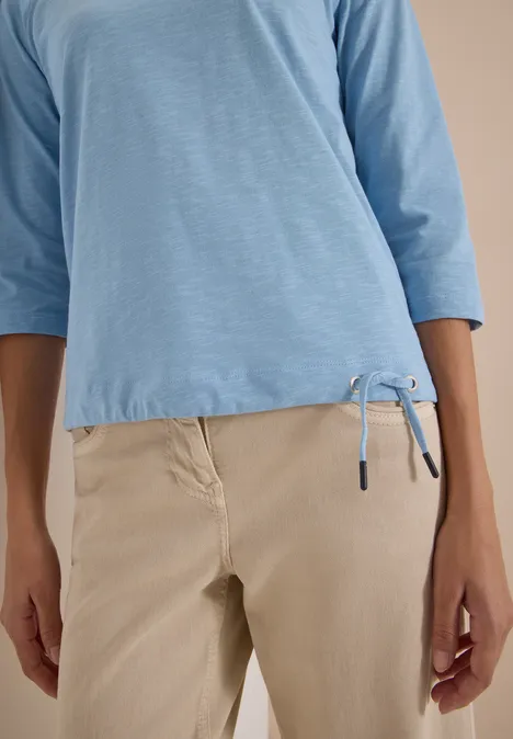 3/4-Arm Shirt mit Rundhals in Unifarbe easy blue