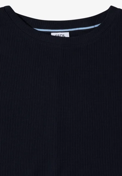 3/4-Arm Shirt mit Waffelstruktur urban dark blue Dunkelblaues, geripptes Langarmshirt mit rundem Ausschnitt.