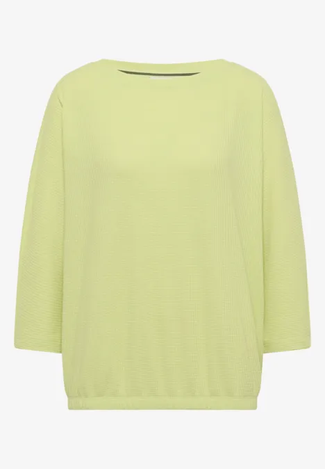 3/4-Arm Shirt mit Waffelstruktur citrin green Helles Damenoberteil in Lindgrün mit 3/4-Ärmeln und weitem, lockeren Schnitt.