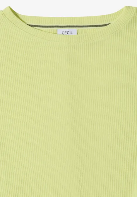 3/4-Arm Shirt mit Waffelstruktur citrin green Ärmelloses Damen-Top in Pastellgrün mit feiner Rippstruktur und Rundhalsausschnitt.