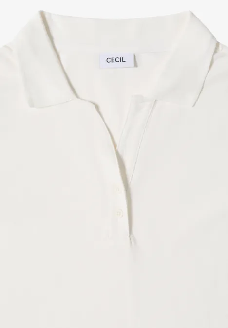 3/4-Arm Poloshirt mit Knopfdetail vanilla white Ein schlichtes weißes Poloshirt mit Kragen und Knopfleiste von der Marke CECIL.