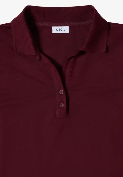 3/4-Arm Poloshirt mit Knopfdetail red wine Weinrotes Polohemd mit Kragen, 3-Knopf-Leiste und Markenlabel (CECIL)
