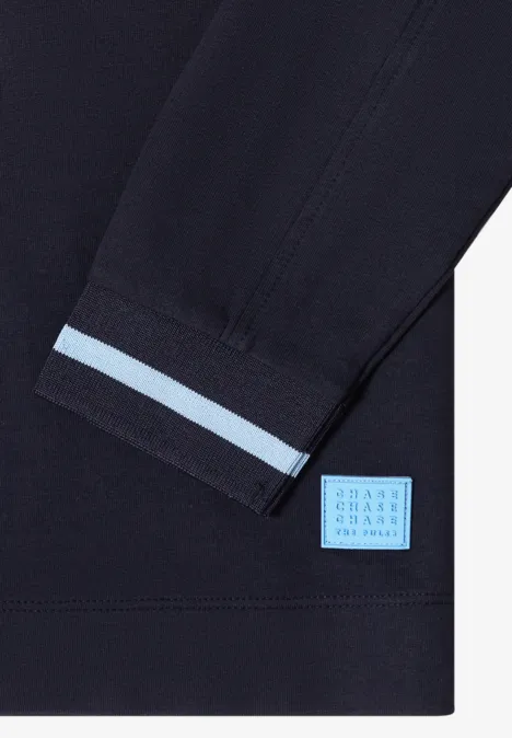 T-shirt à manches longues, col rond et rayures urban dark blue Dunkelblaues Langarmshirt mit hellem, blauen Streifen am Ärmelabschluss und kleinem hellblauen Logo-Patch am Saum.