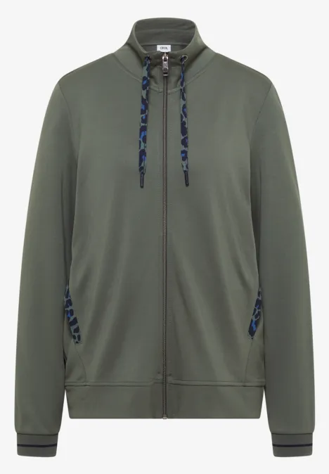 Veste légère à col montant et fermeture zip dried olive green
