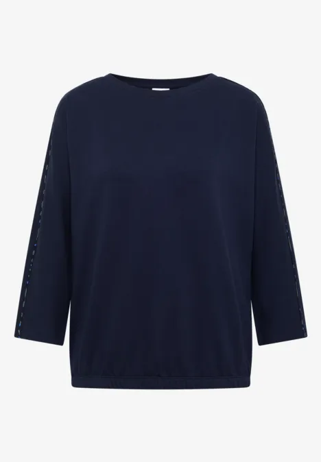 Batwing Shirt mit Leo-Pipings urban dark blue Schlichtes dunkelblaues Shirt mit 3/4-Ärmeln und Rundhalsausschnitt.