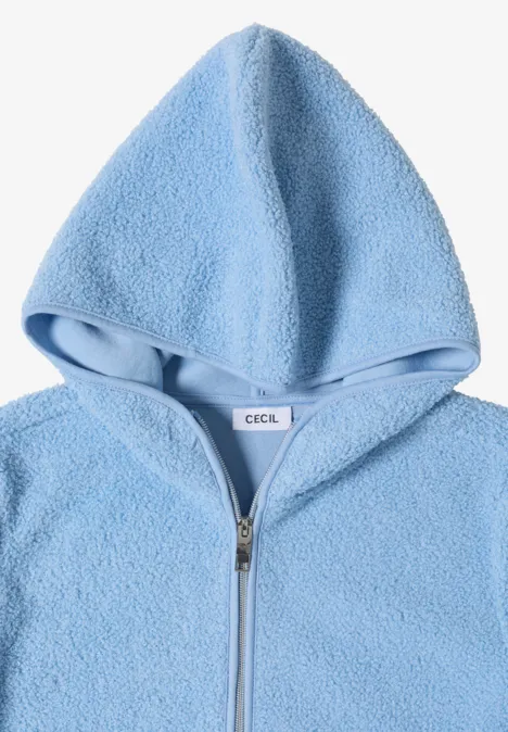 Hellblauer Fleece-Hoodie mit Reißverschluss