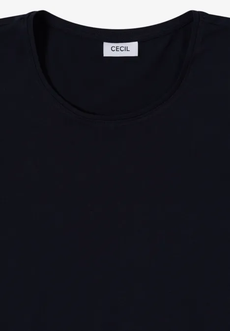 Basic Shirt mit Rundhals im 2er-Pack urban dark blue/white Schwarzes T-Shirt mit Rundhals und Innenlabel am Kragen.