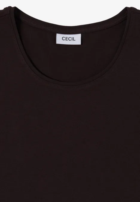 Basic Shirt mit Rundhals im 2er-Pack pink flash/truffle brown Ein schlichtes schwarzes T-Shirt mit rundem Ausschnitt und CECIL-Label