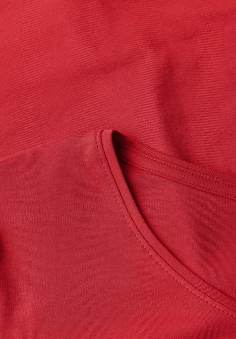T-shirt rouge en coton avec poche sur la poitrine