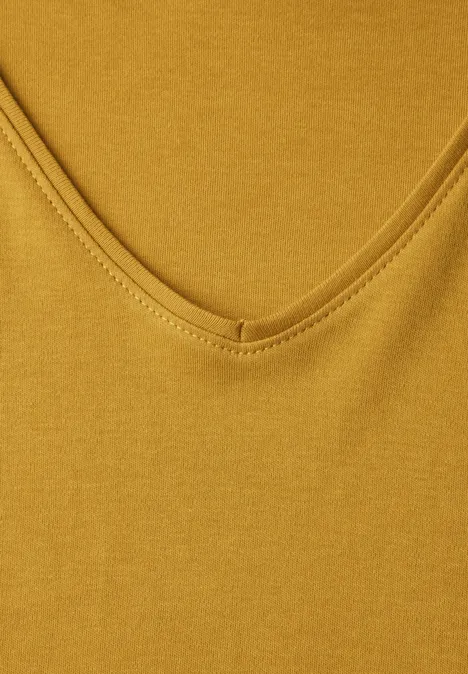 T-shirt moutarde à encolure en V