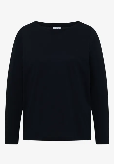 Langarm Shirt mit U-Boot-Ausschnitt urban dark blue Schwarzes, langärmliges Damen-Shirt mit einfachem Rundhalsausschnitt.