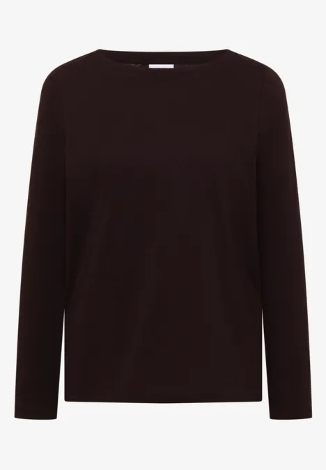 Langarm Shirt mit U-Boot-Ausschnitt truffle brown Schwarzes, schlicht geschnittenes Langarmshirt mit weiter Rundhalslinie.