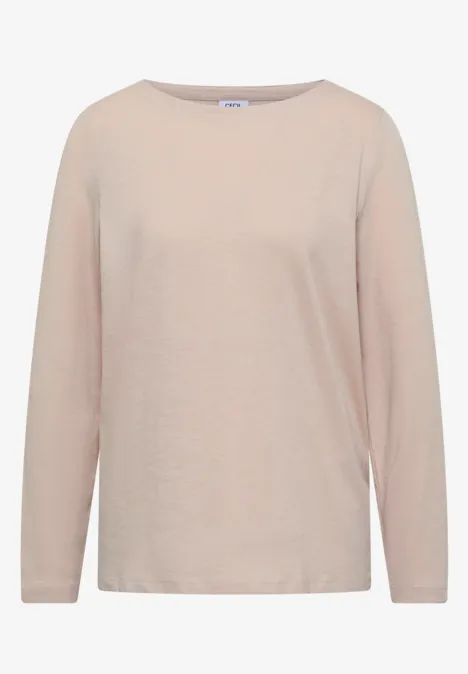 Langarm Shirt mit U-Boot-Ausschnitt cashmere beige Ein schlichtes, hellbeiges Langarmshirt ohne Muster.