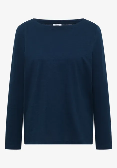 Langarm Shirt mit U-Boot-Ausschnitt moonlight blue Schlichter, dunkelblauer Langarm-Pullover mit Rundhalsausschnitt.