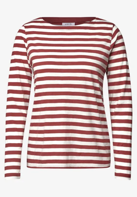T-shirt à manches longues à rayures rouges et blanches